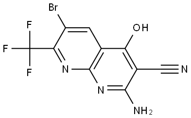 2-amino-6-bromo-4-hydroxy-7-(trifluoromethyl)-1,8-naphthyridine-3-carbonitrile 化学構造式