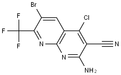 2-amino-6-bromo-4-chloro-7-(trifluoromethyl)-1,8-naphthyridine-3-carbonitrile Structure
