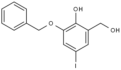 2-Hydroxy-5-iodo-3-(phenylmethoxy)benzenemethanol,1438867-92-5,结构式