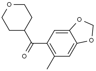 (6-Methyl-1,3-benzodioxol-5-yl)(tetrahydro-2H-pyran-4-yl)methanone 化学構造式