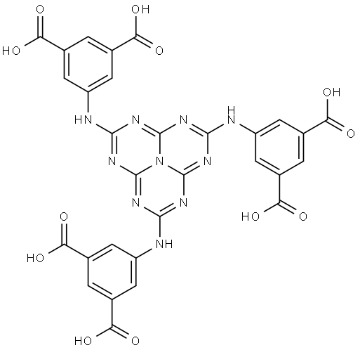 1,3-Benzenedicarboxylic acid, 5,5',5''-(1,3,4,6,7,9,9b-heptaazaphenalene-2,5,8-triyl)tris- Structure