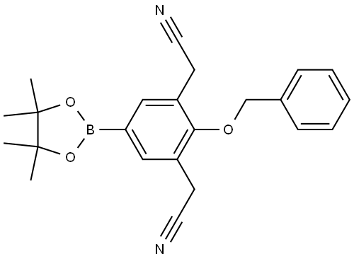 2,2'-(2-(benzyloxy)-5-(4,4,5,5-tetramethyl-1,3,2-dioxaborolan-2-yl)-1,3-phenylene)diacetonitrile Structure