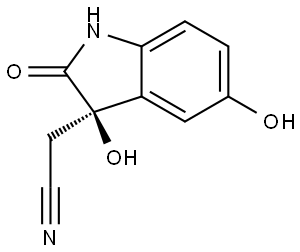 1H-Indole-3-acetonitrile, 2,3-dihydro-3,5-dihydroxy-2-oxo-, (3R)- Structure