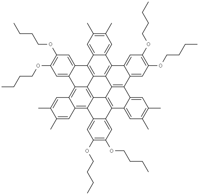 2,3,10,11,18,19-hexabutoxy-6,7,14,15,22,23-hexamethyltrinaphtho[1,2,3,4-fgh:1',2',3',4'-pqr:1'',2'',3'',4''-za1b1]trinaphthylene,1569689-50-4,结构式