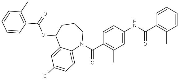 7-chloro-1-(2-methyl-4-(2-methylbenzamido)benzoyl) -2,3,4,5-tetrahydro-1H-benzo[b]azepin-5-yl 2-methylbenzoate Structure