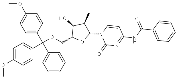 N-?benzoyl-?5'-?O-?[bis(4-?methoxyphenyl)?phenylmethyl]?-?2'-?deoxy-?2'-?methylCytidine Structure