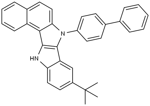 Benz[e]indolo[3,2-b]indole, 7-[1,1′-biphenyl]-4-yl-9-(1,1-dimethylethyl)-7,12-dihydro- 结构式