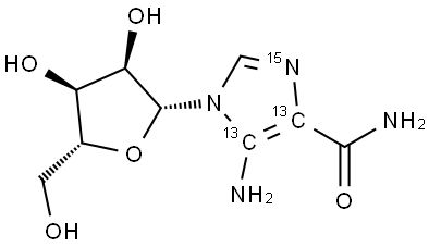 [13C2,15N]-5-氨基咪唑-4-甲酰胺-1-Β-D-呋喃糖苷,1609374-70-0,结构式