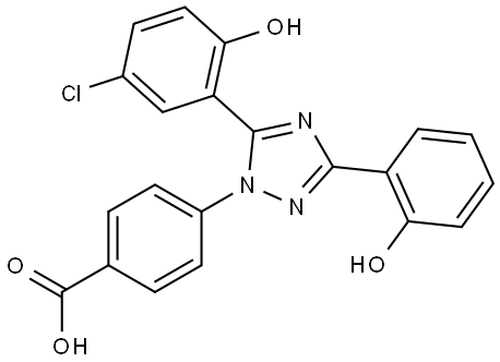 Benzoic acid, 4-[5-(5-chloro-2-hydroxyphenyl)-3-(2-hydroxyphenyl)-1H-1,2,4-triazol-1-yl]- Struktur