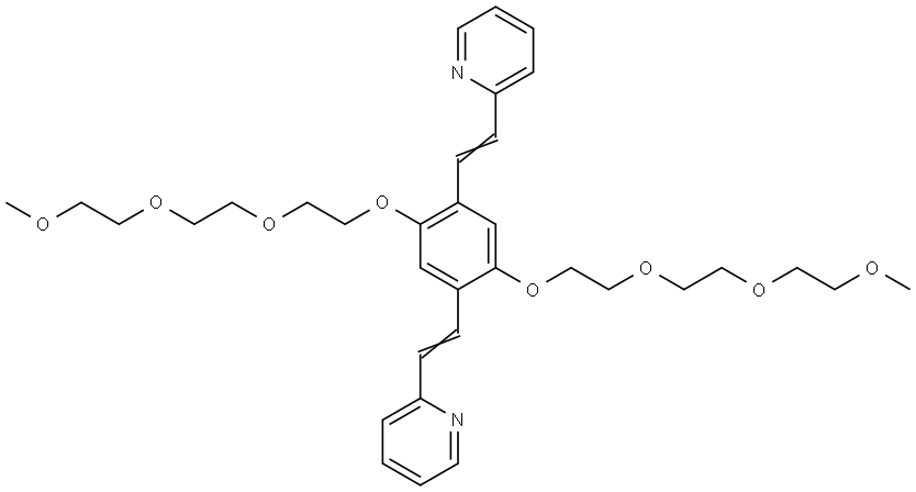 2,2'-((2,5-bis(2-(2-(2-methoxyethoxy)ethoxy)ethoxy)-1,4-phenylene)bis(ethene-2,1-diyl))dipyridine Structure