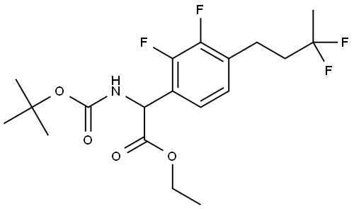 ethyl 2-((tert-butoxycarbonyl)amino)-2-(4-(3,3-difluorobutyl)-2,3-difluorophenyl)acetate Structure