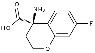 (R)-4-Amino-7-fluoro-3,4-dihydro-2H-1-benzopyran-4-carboxylic acid 结构式
