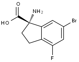 (S)-1-Amino-6-bromo-4-fluoro-2,3-dihydro-1H-indene-1-carboxylic acid 结构式