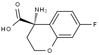 (S)-4-Amino-7-fluoro-3,4-dihydro-2H-1-benzopyran-4-carboxylic acid 结构式
