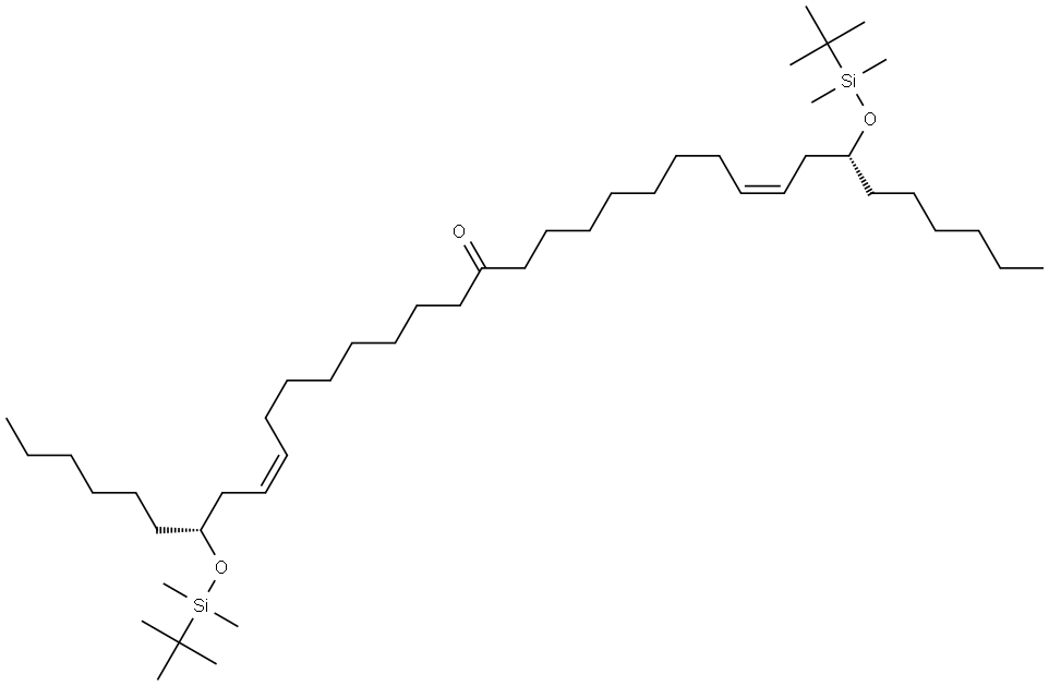 9,26-Pentatriacontadien-18-one, 7,29-bis[[(1,1-dimethylethyl)dimethylsilyl]oxy]-, (7R,9Z,26Z,29R)- Structure