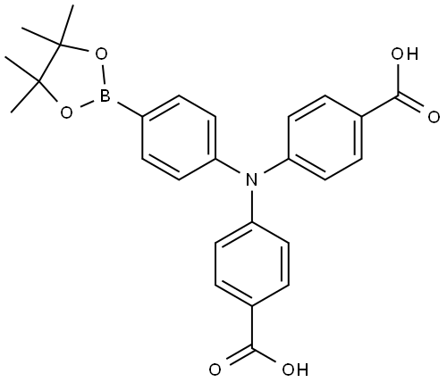 4,4'-((4-(4,4,5,5-tetramethyl-1,3,2-dioxaborolan-2-yl)phenyl)azanediyl)dibenzoic acid 结构式