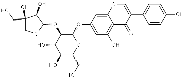 7-[(2-O-D-Apio-β-D-furanosyl-β-D-glucopyranosyl)oxy]-5-hydroxy-3-(4-hydroxyphenyl)-4H-1-benzopyran-4-one Structure