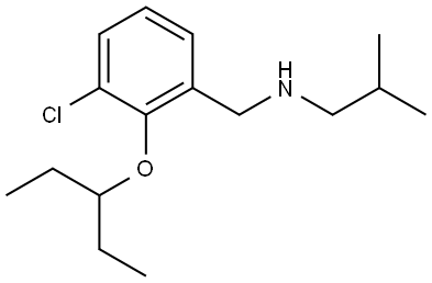 3-Chloro-2-(1-ethylpropoxy)-N-(2-methylpropyl)benzenemethanamine 结构式