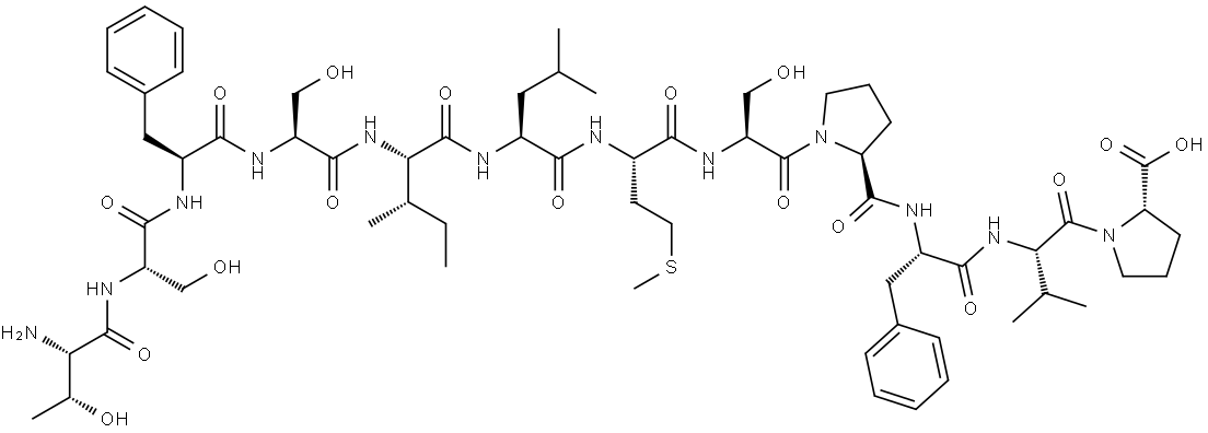 L-Proline, L-threonyl-L-seryl-L-phenylalanyl-L-seryl-L-isoleucyl-L-leucyl-L-methionyl-L-seryl-L-prolyl-L-phenylalanyl-L-valyl- Structure