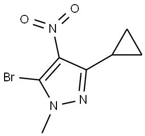 5-bromo-3-cyclopropyl-1-methyl-4-nitropyrazole Struktur