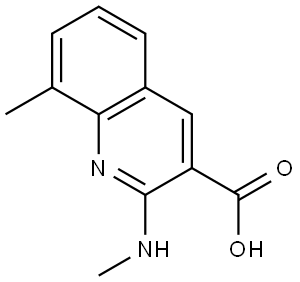 8-Methyl-2-(methylamino)quinoline-3-carboxylic acid 化学構造式