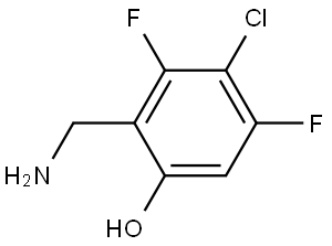 2-(aminomethyl)-4-chloro-3,5-difluoro-phenol 化学構造式