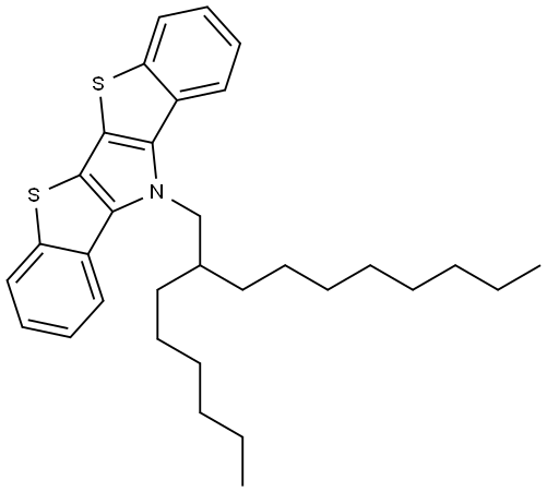 11-(2-hexyldecyl)-di(1-benzothieno)[3,2-b:2′,3′-d]pyrrole 化学構造式