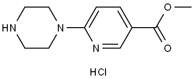 3-Pyridinecarboxylic acid, 6-(1-piperazinyl)-, methyl ester, hydrochloride (1:1),1807718-17-7,结构式