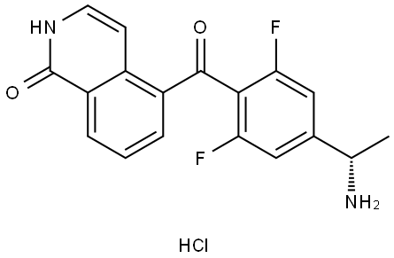 (S)-5-(4-(1-aminoethyl)-2,6-difluorobenzoyl)isoquinolin-1(2H)-one hydrochloride Struktur