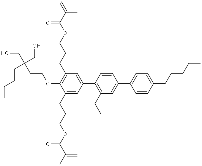 (4-((3,3-bis(hydroxymethyl)heptyl)oxy)-2'-ethyl-4''-pentyl-[1,1':4',1''-terphenyl]-3,5-diyl)bis(propane-3,1-diyl) bis(2-methylacrylate),1808283-98-8,结构式