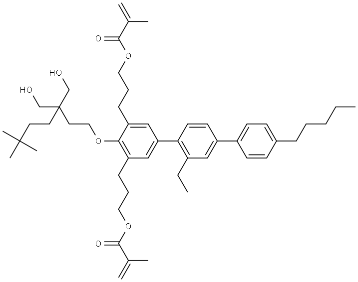 (4-((3,3-bis(hydroxymethyl)-7,7-dimethyloctyl)oxy)-2'-ethyl-4''-pentyl-[1,1':4',1''-terphenyl]-3,5-diyl)bis(propane-3,1-diyl) bis(2-methylacrylate) 结构式
