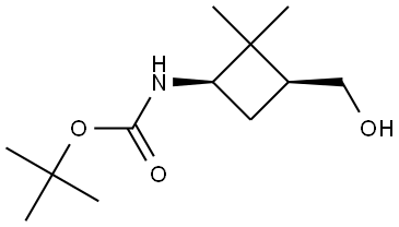 ((1R,3S)-3-(羟甲基)-2,2-二甲基环丁基)氨基甲酸叔丁酯, 1809088-77-4, 结构式