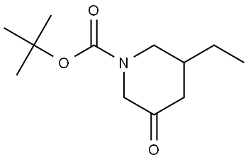 tert-butyl 3-ethyl-5-oxopiperidine-1-carboxylate 结构式