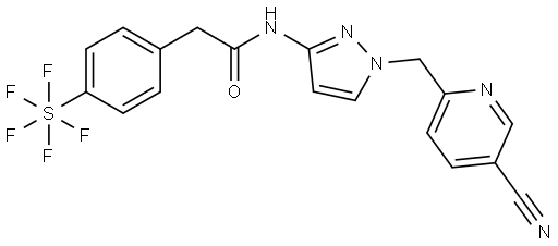 1838652-16-6 Sulfur, [4-[2-[[1-[(5-cyano-2-pyridinyl)methyl]-1H-pyrazol-3-yl]amino]-2-oxoethyl]phenyl]pentafluoro-, (OC-6-21)-