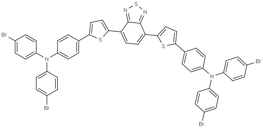 4,4'-(benzo[c][1,2,5]thiadiazole-4,7-diylbis(thiophene-5,2-diyl))bis(N,N-bis(4-bromophenyl)aniline),1869952-06-6,结构式
