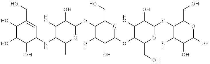 5-((5-((5-((3,4-dihydroxy-6-methyl-5-((4,5,6-trihydroxy-3-(hydroxymethyl)cyclohex-2-en-1-yl)amino)tetrahydro-2H-pyran-2-yl)oxy)-3,4-dihydroxy-6-(hydroxymethyl)tetrahydro-2H-pyran-2-yl)oxy)-3,4-dihydroxy-6-(hydroxymethyl)tetrahydro-2H-pyran-2-yl)oxy)-6-(hydroxymethyl)tetrahydro-2H-pyran-2,3,4-triol|阿卡波糖EP杂质E