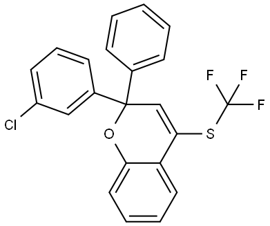 2-(3-Chlorophenyl)-2-phenyl-4-[(trifluoromethyl)thio]-2H-1-benzopyran 化学構造式