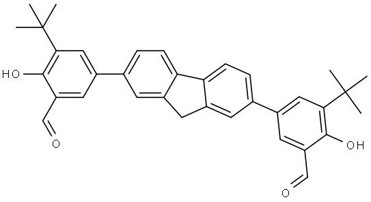 5,5'-(9H-fluorene-2,7-diyl)bis(3-(tert-butyl)-2-hydroxybenzaldehyde) 结构式