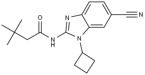 N-(6-氰基-1-环丁基-2-苯并咪唑基)-3,3-二甲基丁酰胺,1886010-90-7,结构式