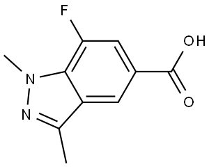 7-Fluoro-1,3-dimethyl-1H-indazole-5-carboxylic acid,1896678-31-1,结构式