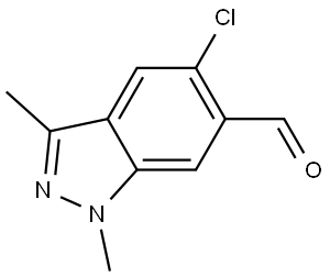 5-Chloro-1,3-dimethyl-1H-indazole-6-carboxaldehyde 结构式