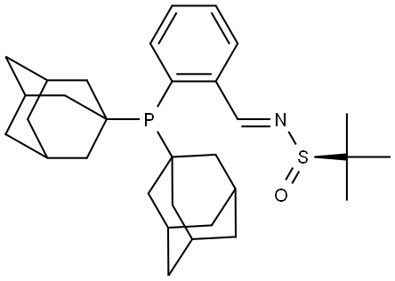 2-Propanesulfinamide, N-[[2-[bis(tricyclo[3.3.1.13,7]dec-1-yl)phosphino]phenyl]methylene]-2-methyl-, [N(E),S(R)]- Structure