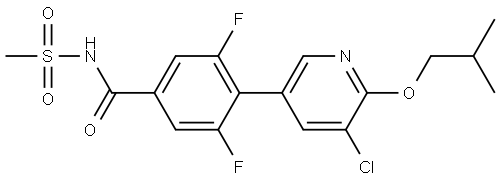 4-(5-chloro-6-isobutoxypyridin-3-yl)-3,5-difluoro-N-(methylsulfonyl)benzamide Struktur