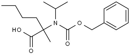 2-(((benzyloxy)carbonyl)(isopropyl)amino)-2-methylhexanoic acid Struktur