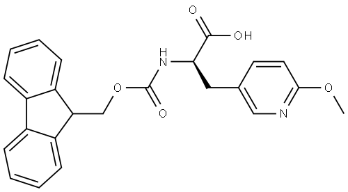 (2R)-2-({[(9H-fluoren-9-yl)methoxy]carbonyl}amino)-3-(6-methoxypyridin-3-yl)propanoic acid 化学構造式