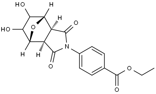 ethyl 4-((3aR,4R,7S,7aS)-5,6-dihydroxy-1,3-dioxohexahydro-1H-4,7-epoxyisoindol-2(3H)-yl)benzoate 结构式