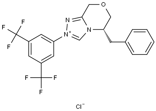 8H-1,2,4-Triazolo[3,4-c][1,4]oxazinium, 2-[3,5-bis(trifluoromethyl)phenyl]-5,6-dihydro-5-(phenylmethyl)-, chloride (1:1), (5S)- (ACI) 结构式