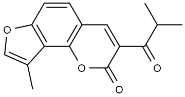 9-Methyl-3-(2-methyl-1-oxopropy)-2H-furo[2,3-h]-1-benzopyran-2-one Structure