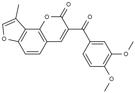 3-(3,4-Dimethoxybenzoyl-9-methyl-2H-furo[2,3-h]-1-benzopyran-2-one 结构式