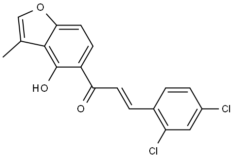 (2E)-3-(2,4-Dichlorophenyl)-1-(4-hydroxy-3-methyl-5-benzofuranyl)-2-propen-1-one Struktur